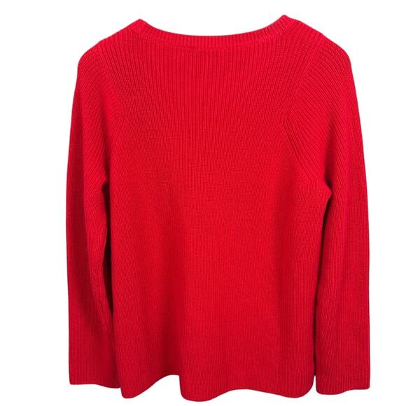 Eileen Fisher Oversized Merino Wool Sweater Shaker Stitch Red Luxury XS (Flaw) - Picture 4 of 10